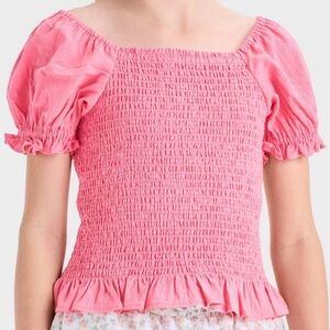 Cat & Jack Girls Pink Smock Top Size Large